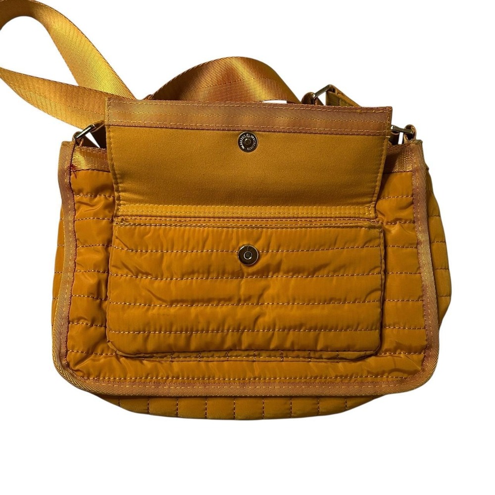 Quilted Crossbody Bag Mustard Gold Puffer Casual Nylon Gorpcore Utility Purse